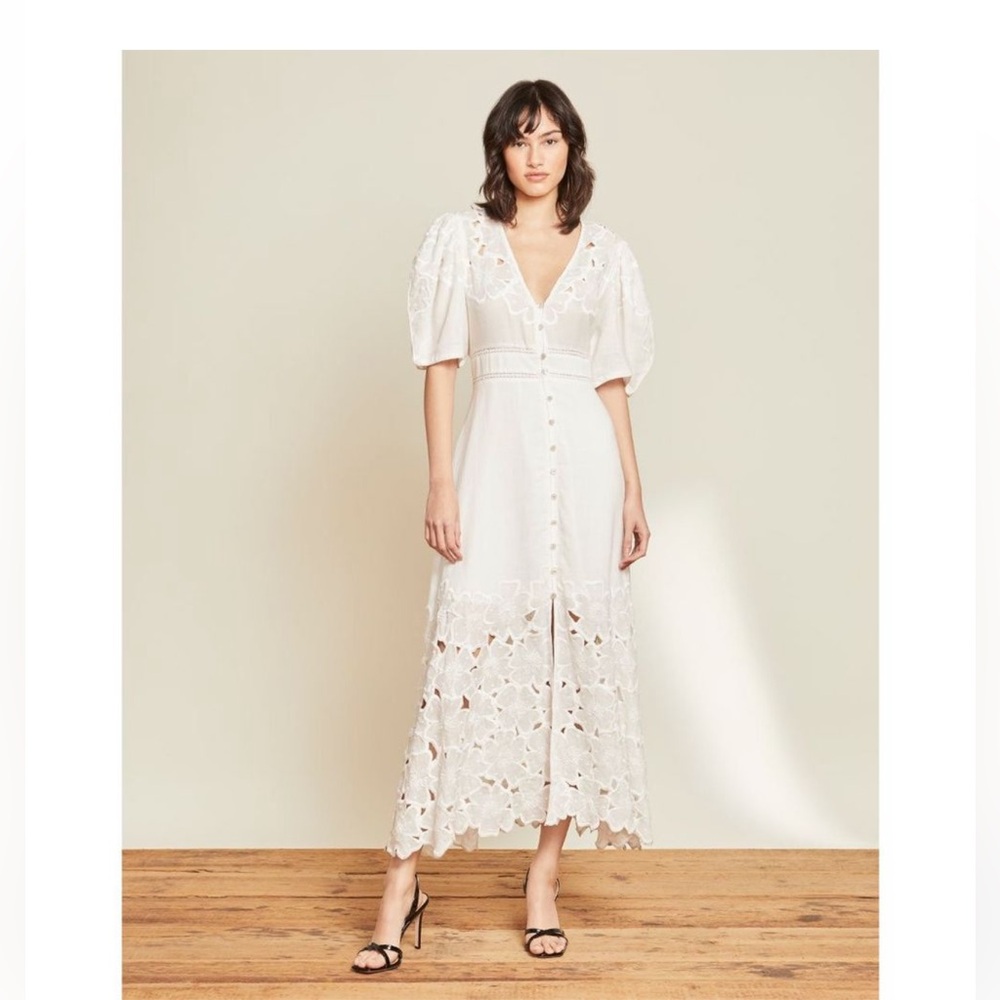 Veronica Beard Hope White Midi Dress